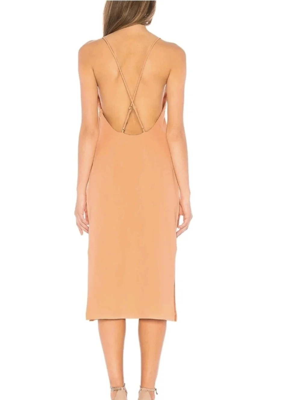 Nwt LOVERS + FRIENDS REVOLVE BOHO Sleeveless V-Neck Midi Dress Peach Wedding Y2k - Picture 2 of 15